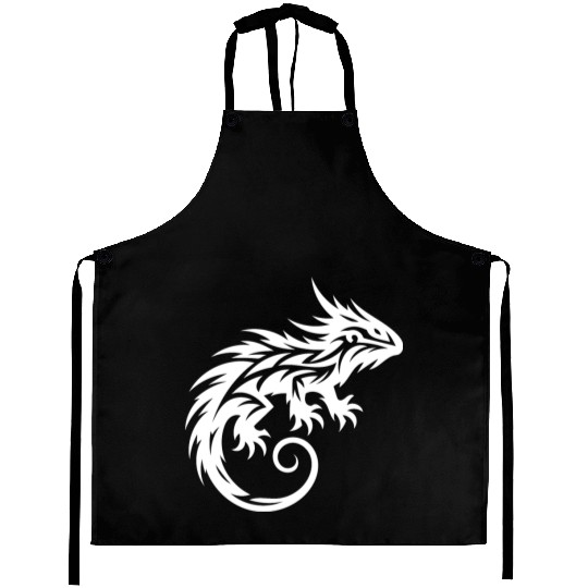 Shaggy Bearded Dragon Tribal Dragon Tattoo Aprons