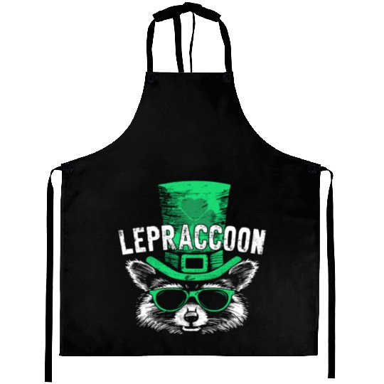 Lepraccoon Kobold Raccoon Saint Patrick Irish Aprons