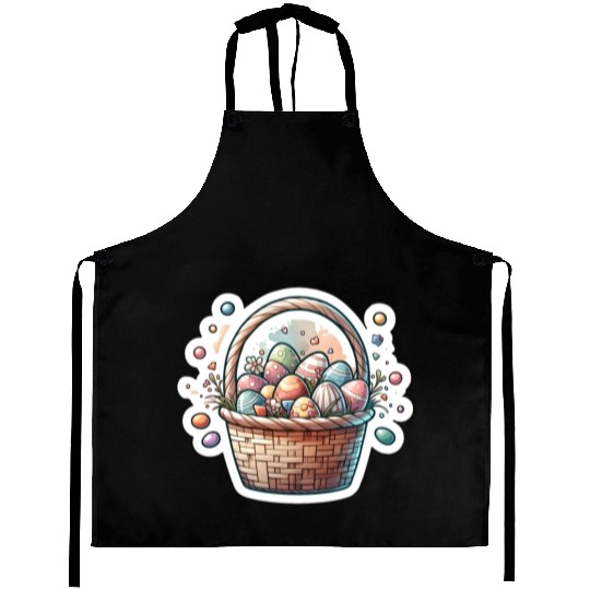 Cute Easter Egg Basket Soft Pastel Color Aprons
