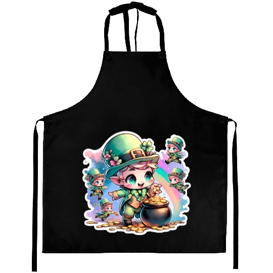 Saint Patrick's Day Chibi Leprechauns Aprons
