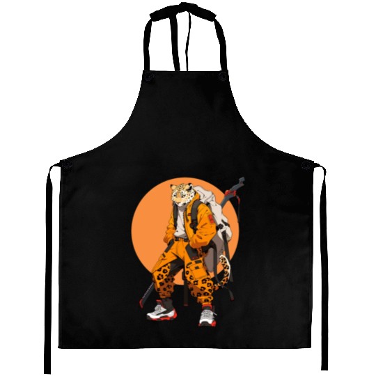Ninja Samurai Katana Sword Cheetah Manga Aprons