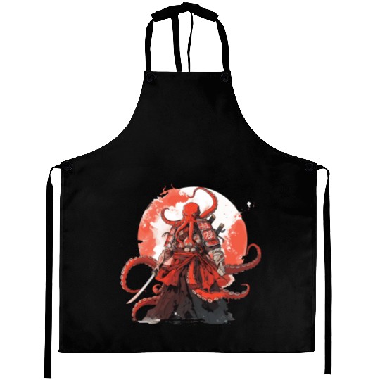 Samurai Katana Sword anime Octopus manga Warrior Aprons