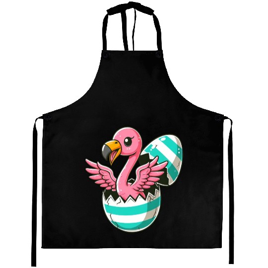 Flamingo Hatching from Easter Egg Easter Surprise Aprons