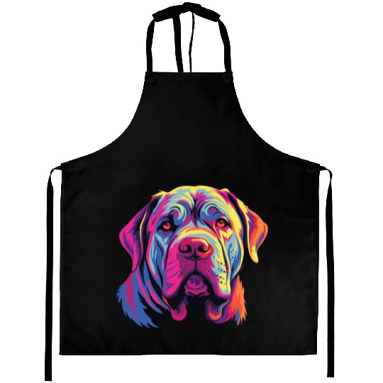 Watercolor Colorful Neapolitan Mastiff Aprons