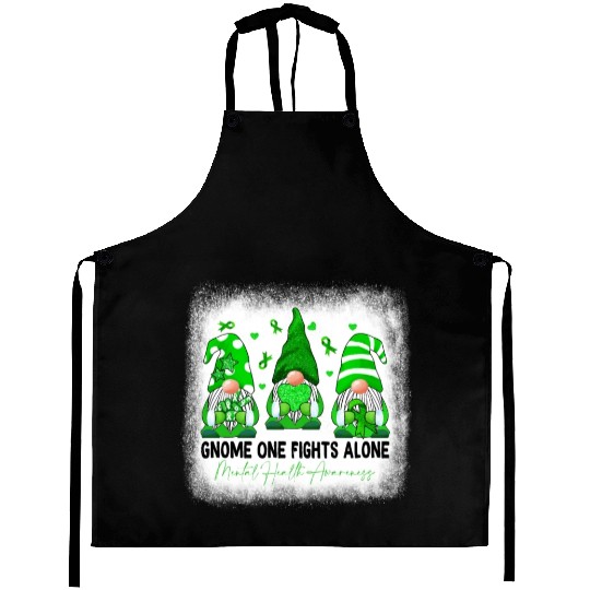 Gnome Mental Health Awareness Green Ribbon Aprons