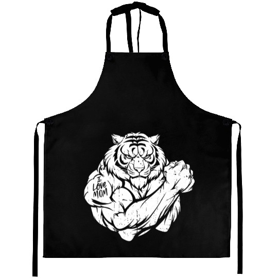 Tiger Biceps Tattoo I Love Mom Aprons