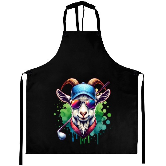 Goat Golfer Golf Course Dog Owner Aprons