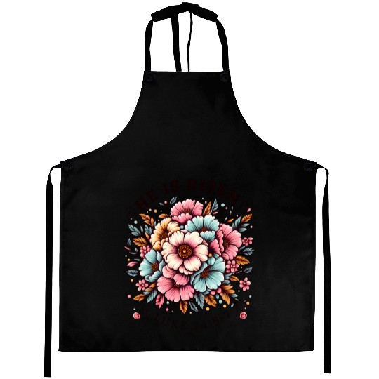 He is Risen Floral Easter Christian Duo Aprons