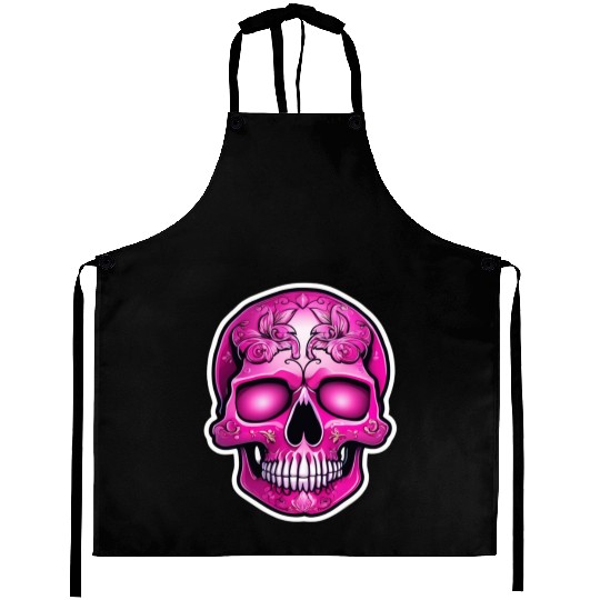 cool tribal pink Mexican skull Aprons
