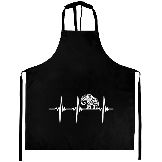 Heartbeat For Elegant Tribal Elephant Tattoo Aprons