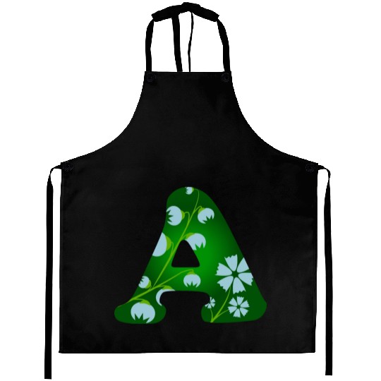 Monogram with capital letter A and bellflowers Aprons