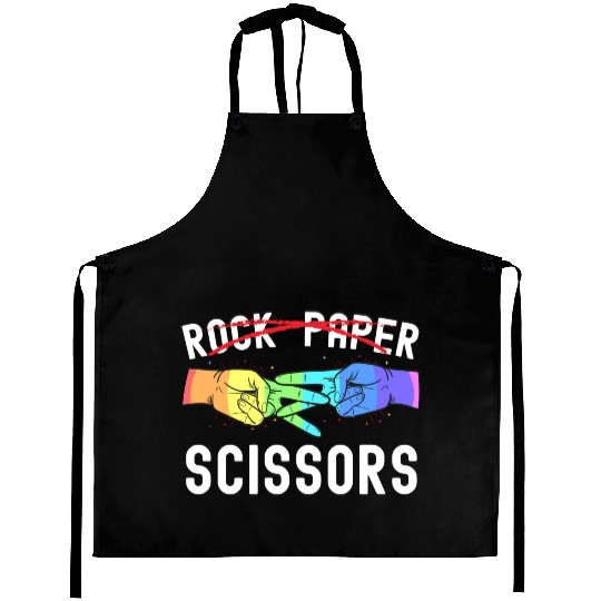 Lesbian Pride Rock Paper Scissors Funny LGBTQ Aprons