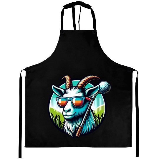 Goat Golfer Golf Course Dog Owner Aprons
