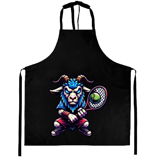 Goat Tennis Player Court Match Design Aprons