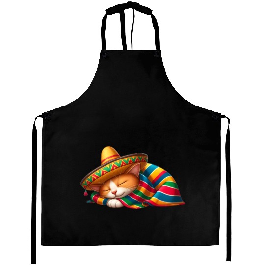 Cinco de Mayo cat in snooze mode Aprons