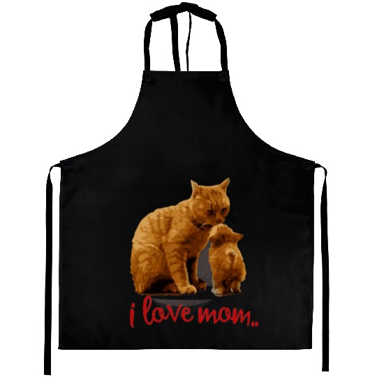 i love mom Aprons