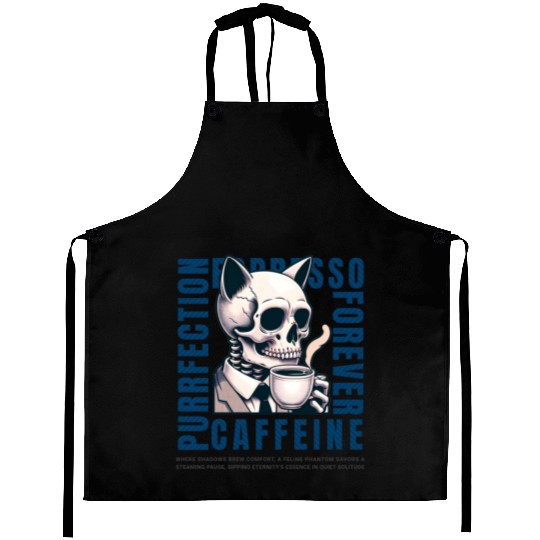 Cat Skull Caffeine Connoisseur - Eternal Coffee Aprons