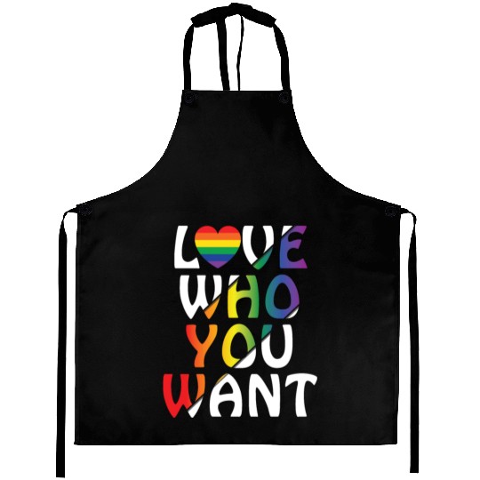 LGBT Love Who You Want Rainbow Heart Gay Pride Aprons