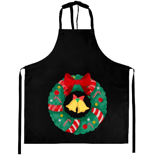Christmas Wreath with Bells Aprons
