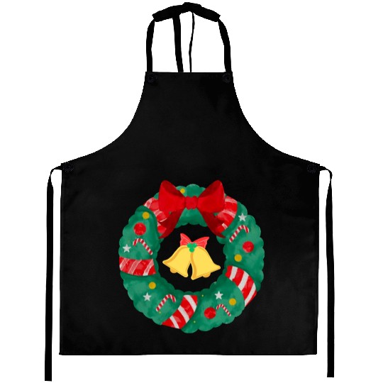 Christmas Wreath with Bells Aprons