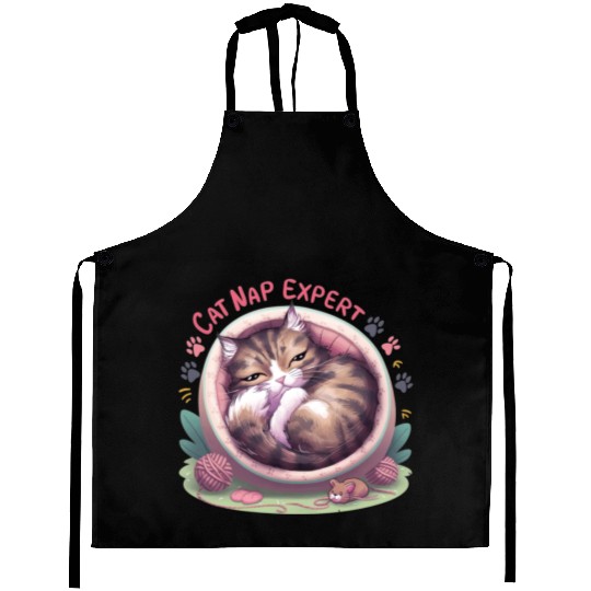 Cat Nap Expert - Funny Cat Outfit! Aprons