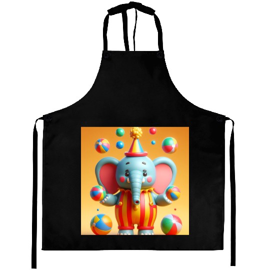 3D cartoon elephant Aprons