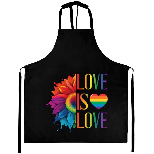 Rainbow Sunflower Love Is Love LGBT Gay Pride Aprons