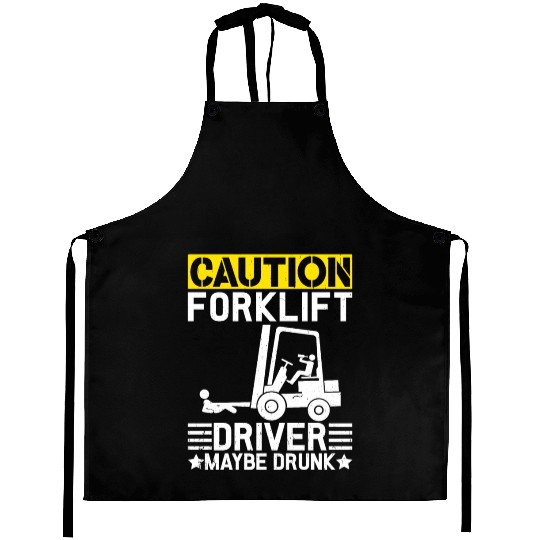 Funny Forklift Caution Forklift Driver Aprons