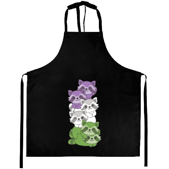 Genderqueer Flag Pride Lgbtq Cute Raccoon Aprons