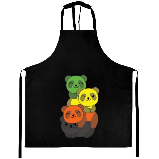 Aromantic Flag Pride Lgbtq Cute Panda Bunch Aprons