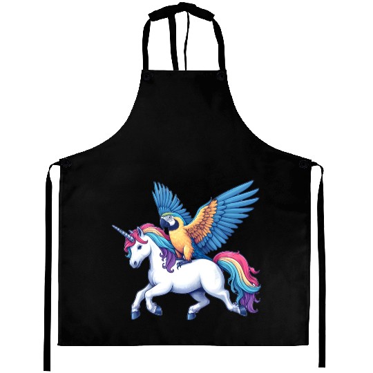 Parrot on Unicorn Aprons