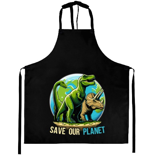 Save Our Planet Dinosaurs Kid Cute Earth Day Boys Aprons