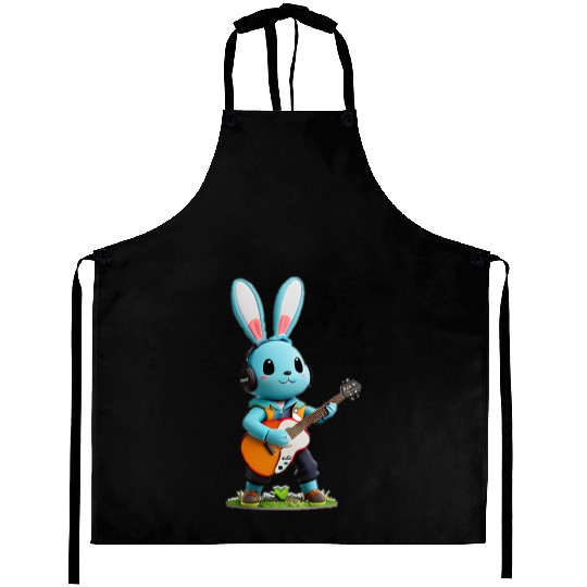 Rabbit playing guitar Aprons