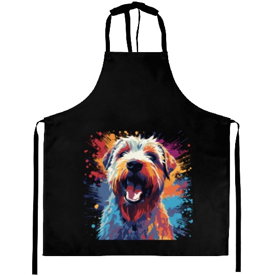 Watercolor Colorful Smooth-haired Fox Terrier Aprons