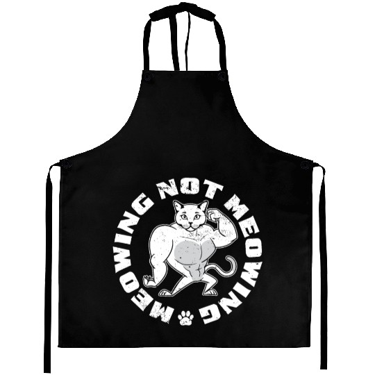 Mewing Not Meowing Funny Cat Meme Jawline Aprons