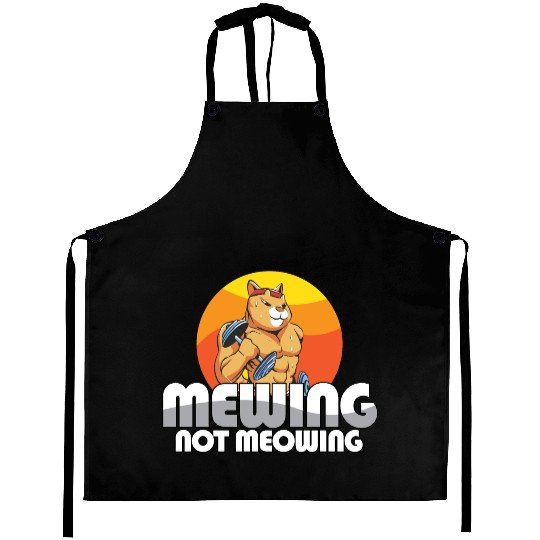 Funny Cat Meme Mewing Not Meowing Jawline Aprons