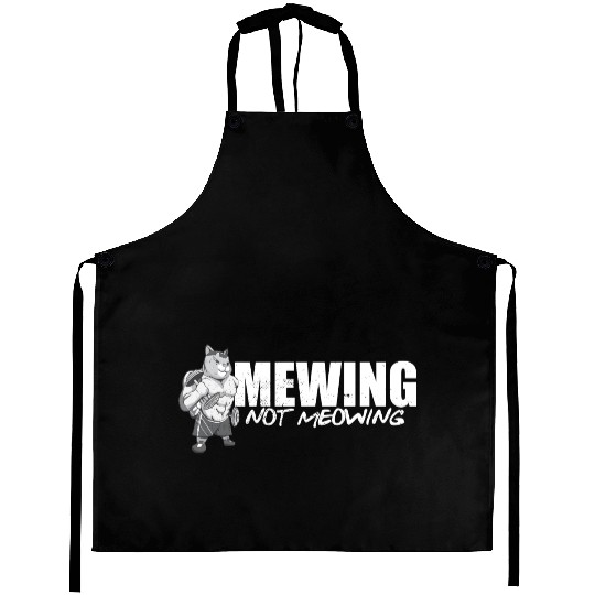 Funny Cat Meme Mewing Not Meowing Jawline Aprons