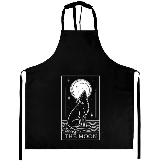 Tarot Card The Moon and Wolf Aprons