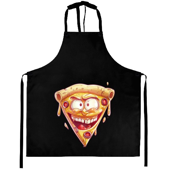 Cheesy Grinning Slice Captures Joy Aprons