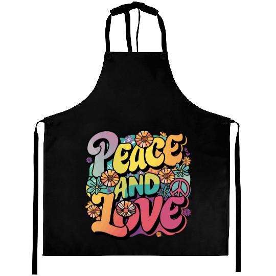 Peace And Love Hippie 1960`s 1970`s Aprons