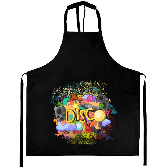 Vector Disco Theme Guitar Piano Song Drum Speaker Aprons