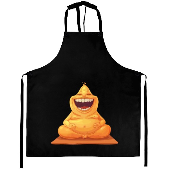 Joyful Yellow Creature Embracing Laughter Aprons