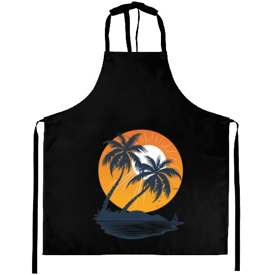 Tropical Sunset Oasis Escape Aprons