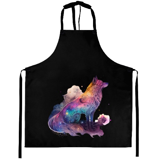 Wolf Print, Cosmic Wolves, Animal Print, Cosmos Aprons