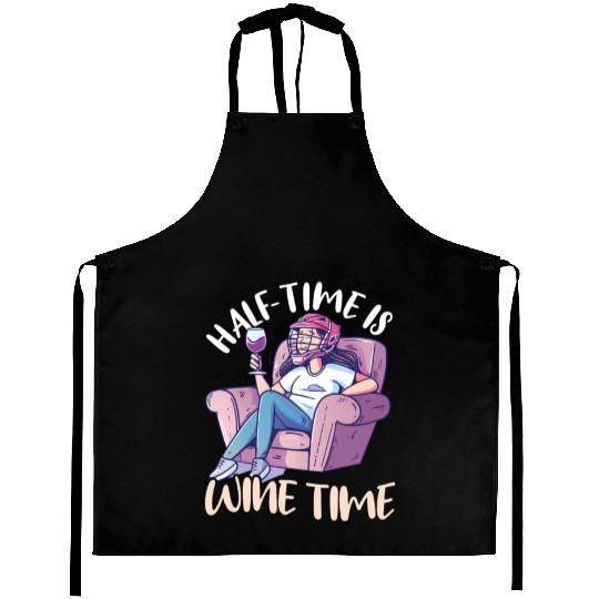 Lacrosse Mom Half-Time is Wine Time Aprons