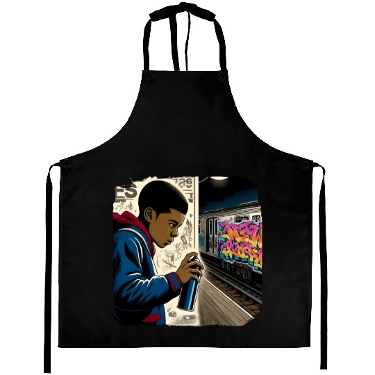 AI Teen in Underground Subway Layup -Masked Border Aprons