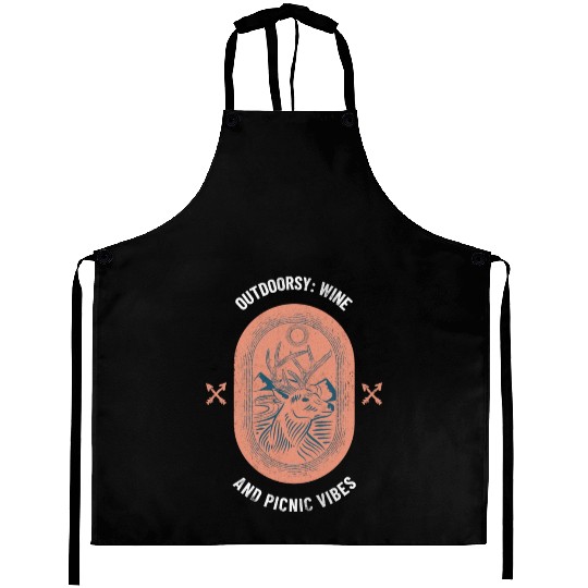 Outdoorsy Wine And Picnic Vibes Camping Women Aprons