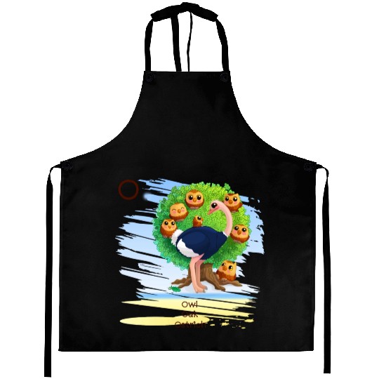 Unique Creative Cute O Alphabet Owl Oak Ostrich Aprons