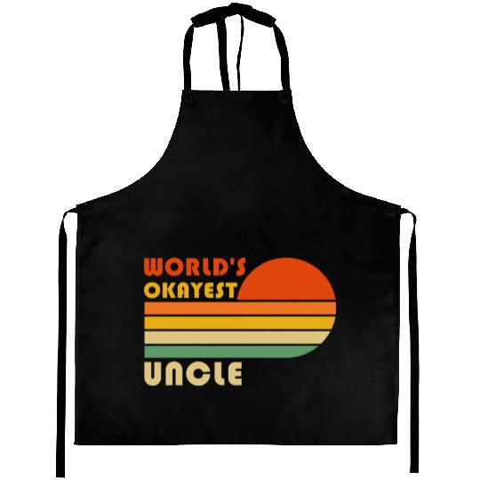 World's Okayest Uncle Funny Retro Vintage Aprons