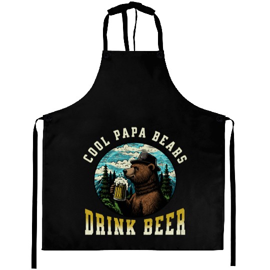 Cool Papa Bears Drink Beer Aprons